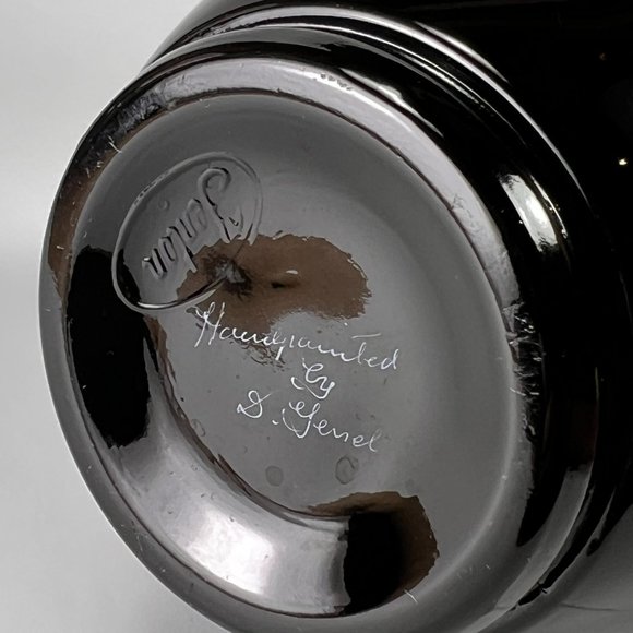 Fenton Silver Poppies On Ebony Black Burnished Silver Vase Hand Painted Signed - Picture 7 of 15